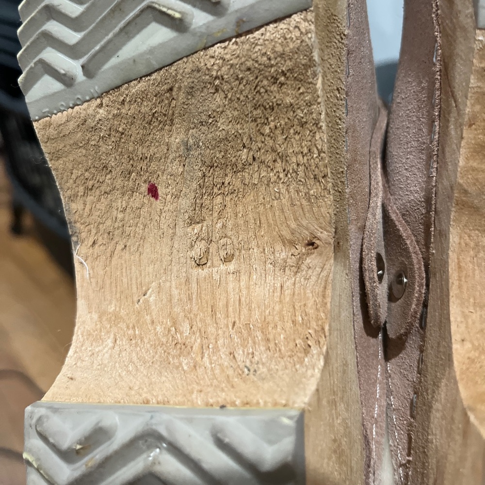 MIA Blush Pink Leather Clog Mules with Wood Heel - Picture 10 of 16